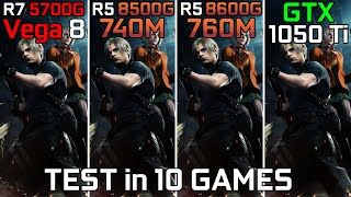 Ryzen 7 5700G vs Ryzen 5 8500G vs Ryzen 5 8600G vs GTX 1050 Ti  Test in 10 Games [upl. by Arlyne]