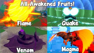 ALL REWORK AWAKENED FRUITS DAMAGE AND SHOWCASE in King Legacy Update 48 [upl. by Thurber]