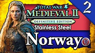 VIKINGS RAID ENGLAND Medieval 2 Total War Stainless Steel Norway Campaign Gameplay 2 [upl. by Marlow45]