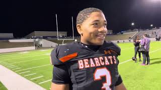 Aledo linebackerrunning back Davhon Keys post game vs Forney 12823 [upl. by Ailadgim295]