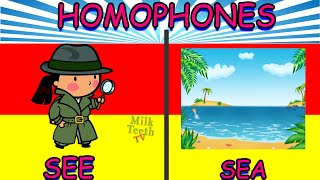 Homophones In English Grammer  Basic Homophones list for class 1 Kids [upl. by Lasala155]