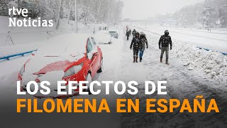 Las CONSECUENCIAS DE FILOMENA Conductores atrapados calles colapsadas árboles caídos  RTVE [upl. by Annayd]