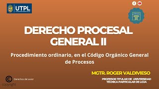 Procedimiento ordinario en el Código Orgánico General de Procesos [upl. by Armalda851]