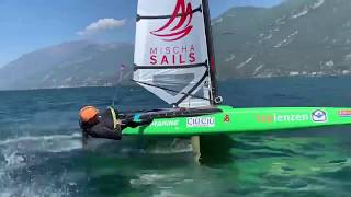 Foiling catamaran F1X a class a cat Mischa Heemskerk EU championship 2019 Italy [upl. by Mcevoy]