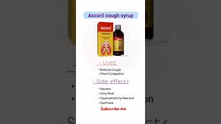 Ascoril cough syrup use and sideeffects👨‍⚕️🏥🧬 shortsvideos [upl. by Eceer]