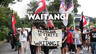 Waitangi 2024 Toitū Te Tiriti hīkoi arrives to Waitangi [upl. by Nurse]