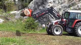 Holzarbeiten Hydrac mit Poldergreifer auf Steyr 9094 [upl. by Onilecram285]