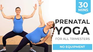 30Minute Prenatal Yoga At Home All Trimesters No Equipment [upl. by Trela]