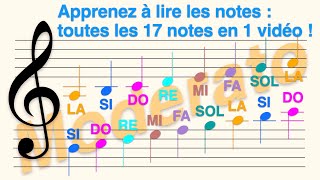 Do Ré…Si  Clé de Sol vitesse MODERATO  Apprendre à lire toutes les 17 Notes avec 1 seule vidéo [upl. by Eicnarf134]