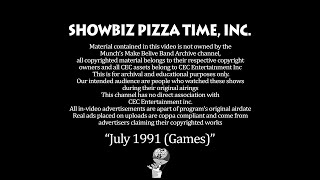 Chuck E Cheeses July 1991 Show Games [upl. by Offen]