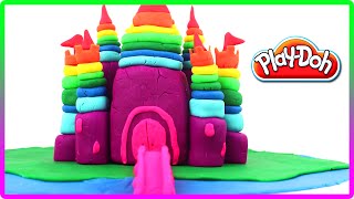 ♥ Play Doh Rainbow Castle of the Princess Plasticine Creation [upl. by Thornton]