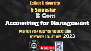 Accounting for Management BCom PYQ Answers calicutuniversity fifthsemester accouting [upl. by Ettenoitna872]