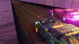 Synthwave 80s car chase animation Eevee Blender [upl. by Idid242]