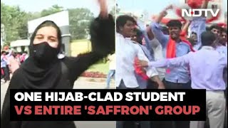 Video Student Heckled In Karnataka College In Hijab vs Saffron Scarves [upl. by Florio]