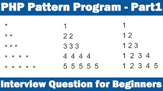 PHP Pattern Program  Part1  Interview Question for Beginners [upl. by Burg]