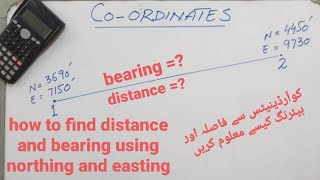 how to find distance and bearing using northing and easting calculation of coordinates [upl. by Middendorf]