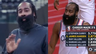 James Harden says hes 1st on 3PM list because Steph Curry doesnt count 😂 [upl. by Clair]