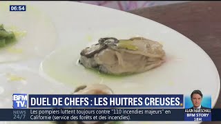 Duel des chefs les huîtres creuses de Jeanyves Gueho face à Sylvain Guillemot [upl. by Ardehs]