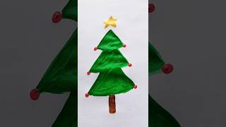 Christmas Tree 🎄 Acrylic Painting For Kids christmas tree painting trending shorts viralvideo [upl. by Heyman]