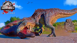 GIGANOTOSAURUS vs TREX amp ACROCANTHOSAURUS Fighting in Jurassic World Evolution 2 Dinosaurs Battle [upl. by Enoitna]