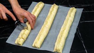 Puff pastry with 3 kinds of fillings Quick appetizer for any event [upl. by Christiane127]