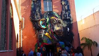 Lisbon Street Art  Bordalo 2  quothalf monkeyquot [upl. by Roda]