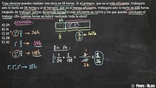 Problema de Fracciones 302  Eficiencia obreros tiempo acabar obra [upl. by Aissilem928]