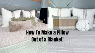 Two Ways To Make a Pillow Out Of a Blanket  Blanket Knot Ball Fold  Blanket Folding Hacks [upl. by Tubb668]