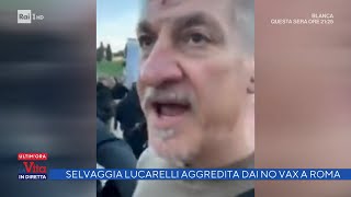 Selvaggia Lucarelli aggredita dai No Vax a Roma  La vita in diretta 22112021 [upl. by Ravel]