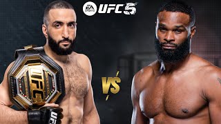 UFC 5 BELAL MUHAMMAD VS TYRON WOODLEY FOR THE UFC WORLD WELTERWEIGHT CHAMPIONSHIP BELT [upl. by Celeste]