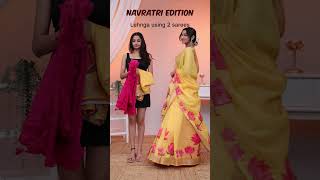 Lehnga using 2 sarees navratrichaniyacholi navratri meesho myntra saree lehengacholi [upl. by Nossah]