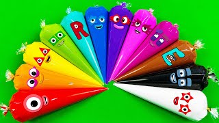 Rainbow Piping Bags SLIME  Looking Numberblocks Alphablocks Alphablet Lore Cocomelon CLAY  ASMR [upl. by Jessamine]