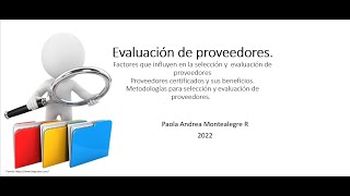 Evaluación de proveedores [upl. by Arodoeht]