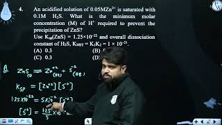 An acidified solution of 005MZn2 is saturated with 01M H2S What is the minimum molar concent [upl. by Ginnifer395]