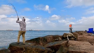 Galveston Jetty These were big fish and hard to catch S7 E60 [upl. by Orms184]