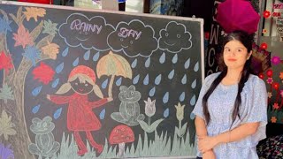 Blackboard decoration ideas for School rainyday video blackboard design [upl. by Alyson848]