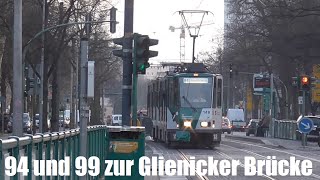 Straßenbahn Potsdam 94 und 99 zur Glienicker Brücke am 23032015 [upl. by Rasure857]