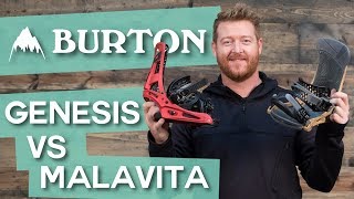 2018 Burton Genesis vs Malavita Snowboard Bindings  Comparison  TheHousecom [upl. by Eltsirc]