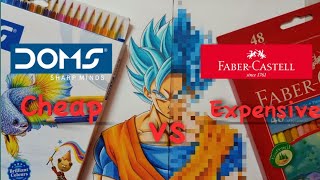 Doms Vs Faber Castell color pencil  cheap vs expensive color pencil  Drawing Goku [upl. by Illene]