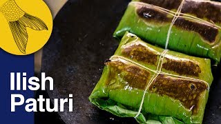 Ilish Macher Paturi  Shorshe diye Ilish Macher Bhapa Recipe  Bengali Hilsa Steamed in Banana Leaf [upl. by Coshow]