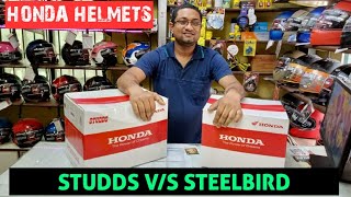 HONDA HELMETS STUDDS VS STEELBIRD OPEN FACE HELMET REVIEW IN HINDI HELMET TRACT [upl. by Barlow480]