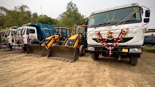 TATA 3530 Tipper bs6 first time work Loading Mud new jcb 3dx TATA 2518 Tipper [upl. by Terces]