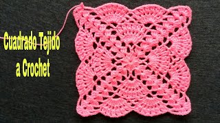 Cuadrado Tejido a Crochet En Puntos AbanicosTutorialSquare Crochet Para TapeteCojínMantas y Más [upl. by Klecka39]