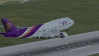 FSX  Thai Airways Boeing 747400  Landing  Takeoff at ZurichKloten Airport [upl. by Elleved]