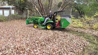 John Deere MC2120 1025R picking up leaves [upl. by Leeda]