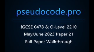 Solved Paper MayJune 2023 Paper 21 IGCSE 0478  OLevel 2210 [upl. by Lula]