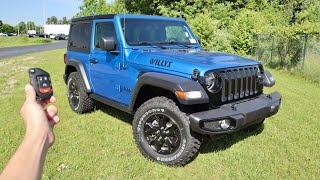 2022 Jeep Wrangler Willys 4X4  Start Up Walkaround Test Drive and Review [upl. by Knuth]