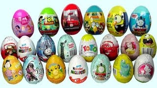 21 Surprise Eggs Kinder Surprise Cars 2 Thomas Spongebob Disney Pixar [upl. by Zavras]