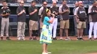 10 Year Old With AMAZING VOICE Sings The National Anthem at a 2011 MLB Spring Training Game [upl. by Constancy]