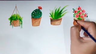 Watercolor plants drawing  Shrubs plants drawing types of plants watercolor doodles ideas [upl. by Aropizt142]